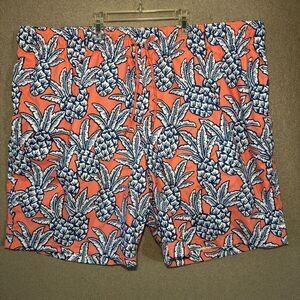 George size XL 40-42 Orange and Blue Pineapple Swim Trunks
